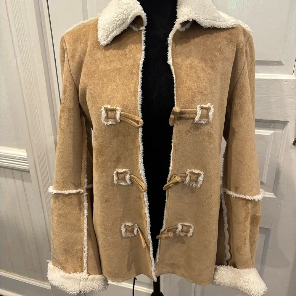 Natalie And Me Weekend Micro Suede Fleece Jacket Toggle Enclosure Sz M Rn#45749